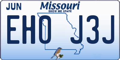 MO license plate EH0J3J