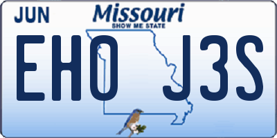 MO license plate EH0J3S