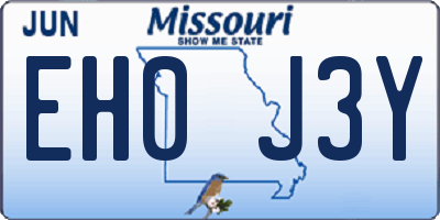 MO license plate EH0J3Y