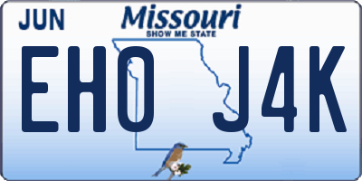 MO license plate EH0J4K