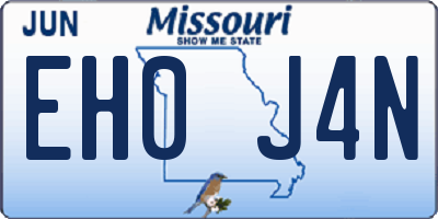 MO license plate EH0J4N