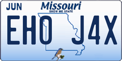 MO license plate EH0J4X