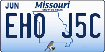 MO license plate EH0J5C