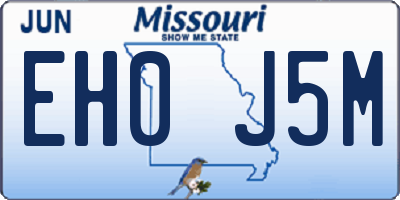 MO license plate EH0J5M