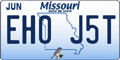 MO license plate EH0J5T