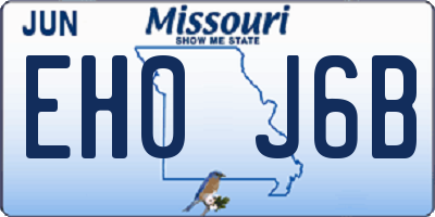 MO license plate EH0J6B