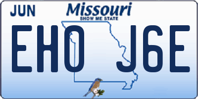 MO license plate EH0J6E