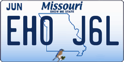 MO license plate EH0J6L