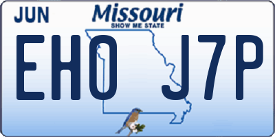 MO license plate EH0J7P