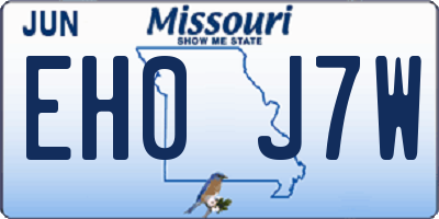MO license plate EH0J7W