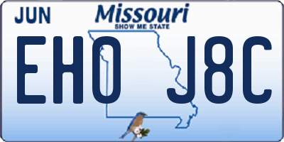 MO license plate EH0J8C