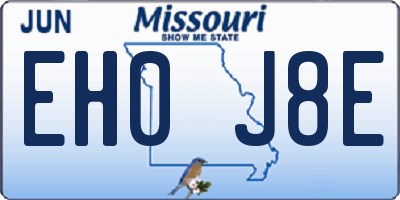 MO license plate EH0J8E
