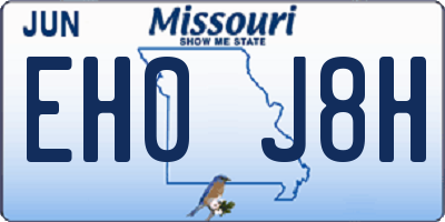 MO license plate EH0J8H