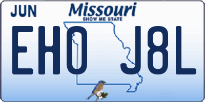 MO license plate EH0J8L