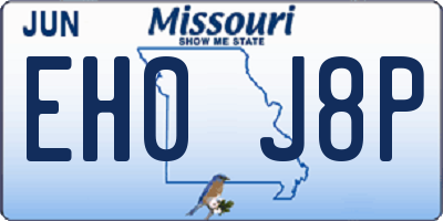 MO license plate EH0J8P
