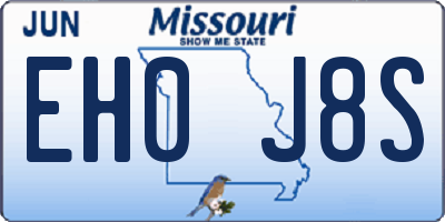 MO license plate EH0J8S