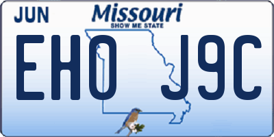 MO license plate EH0J9C