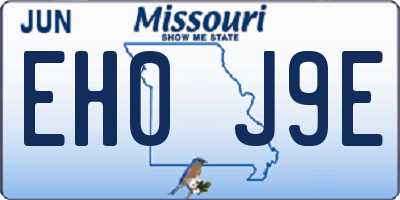 MO license plate EH0J9E