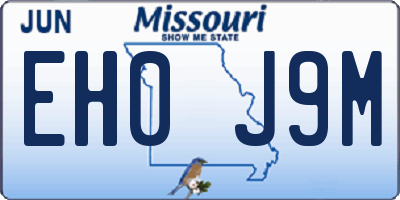 MO license plate EH0J9M