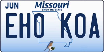 MO license plate EH0K0A