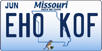 MO license plate EH0K0F