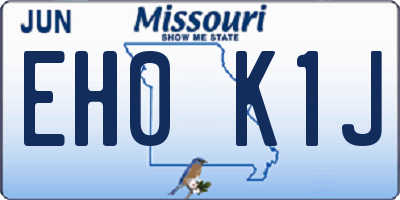 MO license plate EH0K1J