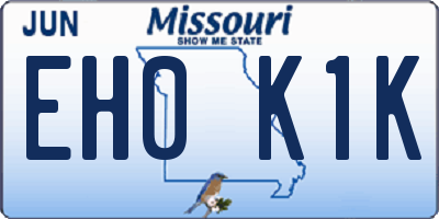 MO license plate EH0K1K