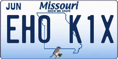 MO license plate EH0K1X