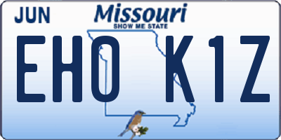 MO license plate EH0K1Z