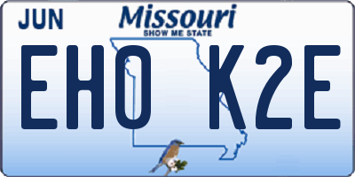 MO license plate EH0K2E
