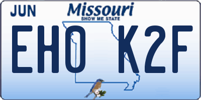 MO license plate EH0K2F