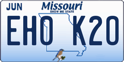 MO license plate EH0K2O