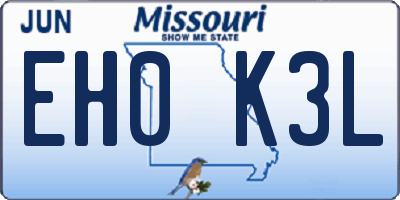 MO license plate EH0K3L