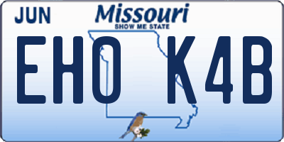 MO license plate EH0K4B