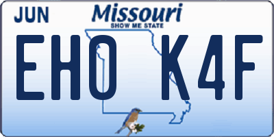 MO license plate EH0K4F