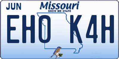 MO license plate EH0K4H