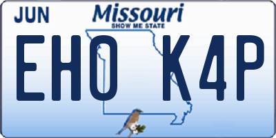 MO license plate EH0K4P