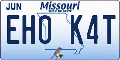 MO license plate EH0K4T