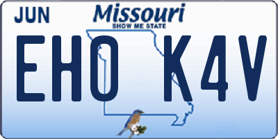MO license plate EH0K4V