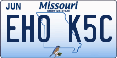 MO license plate EH0K5C