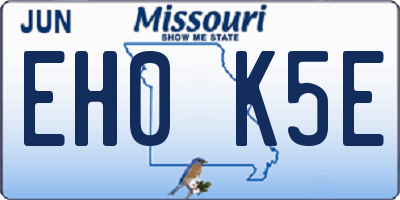 MO license plate EH0K5E