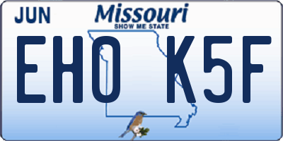 MO license plate EH0K5F