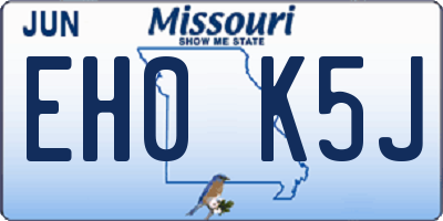 MO license plate EH0K5J