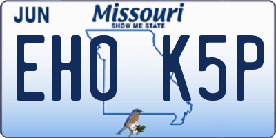 MO license plate EH0K5P
