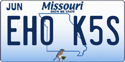 MO license plate EH0K5S