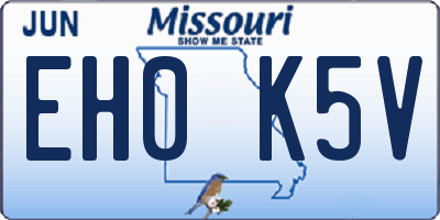 MO license plate EH0K5V
