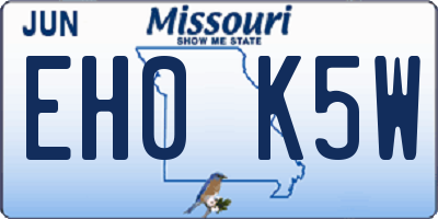 MO license plate EH0K5W