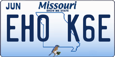 MO license plate EH0K6E