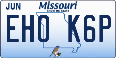 MO license plate EH0K6P