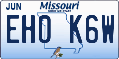 MO license plate EH0K6W